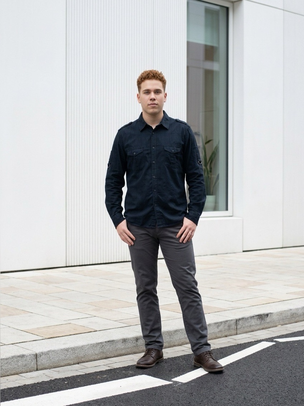 Vintage Black Casual Button-Down Shirt